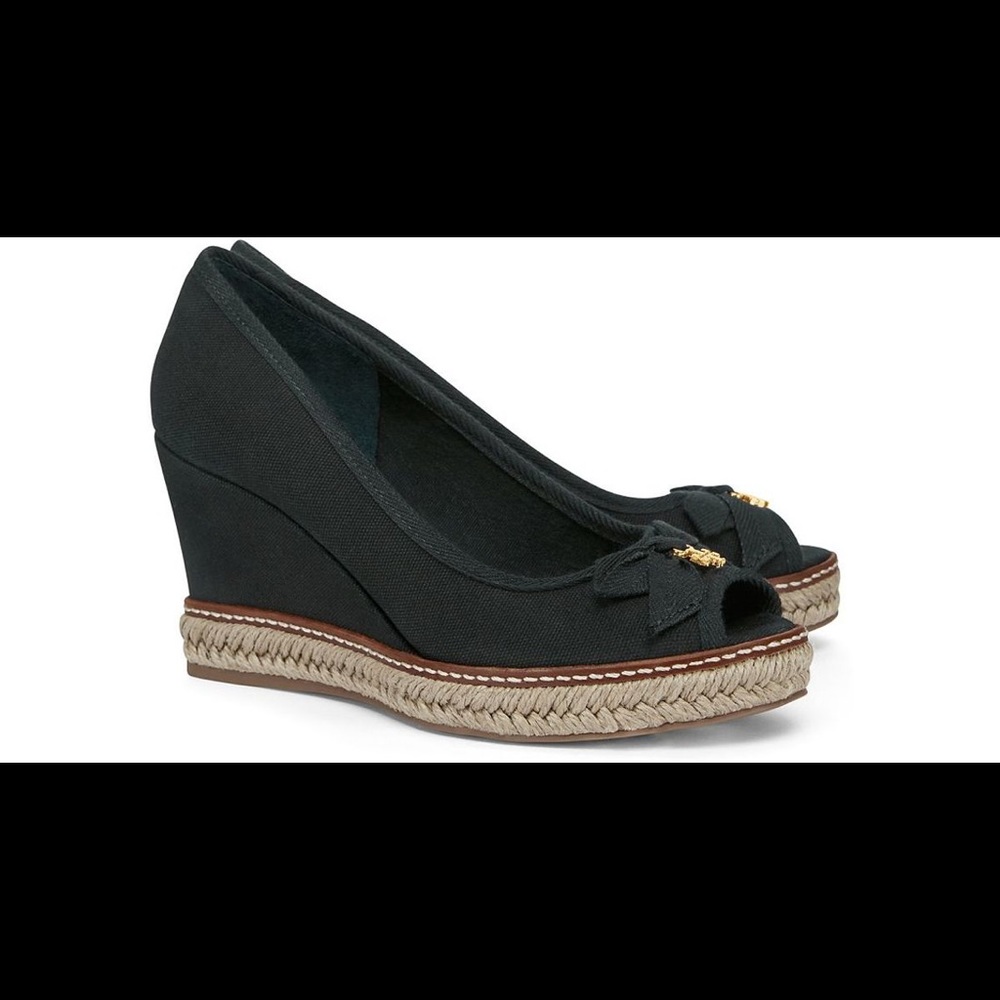 Tory Burch Black Wedge Raleigh 90 mm size 7